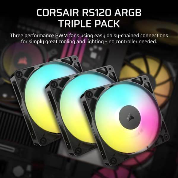 Corsair RS120 ARGB 120 PWM Triple Pack Cabinet Fan